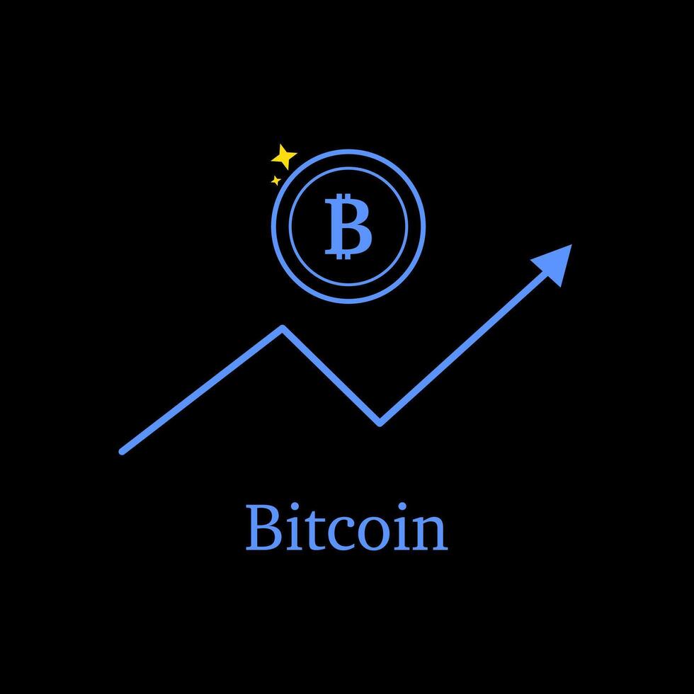Bitcoin currency growing up value in digital market. Forex exchange or investment. vector