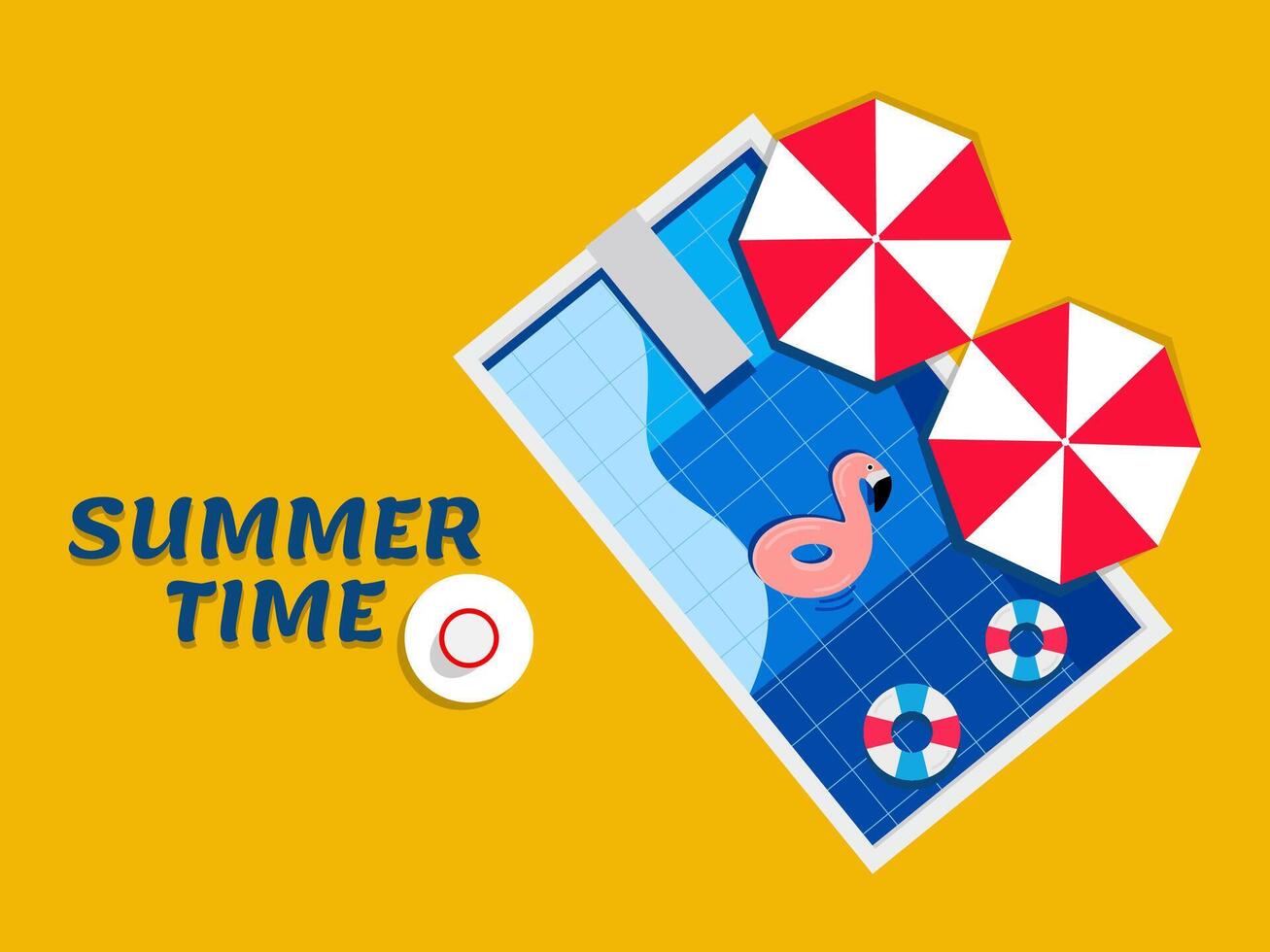 Summer time with swimming pool. Summer seasonal background, banner, brochure, card or invitation. vector