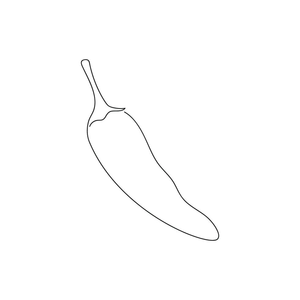 Chili pepper drawn in one continuous line. One line drawing, minimalism. Vector illustration.
