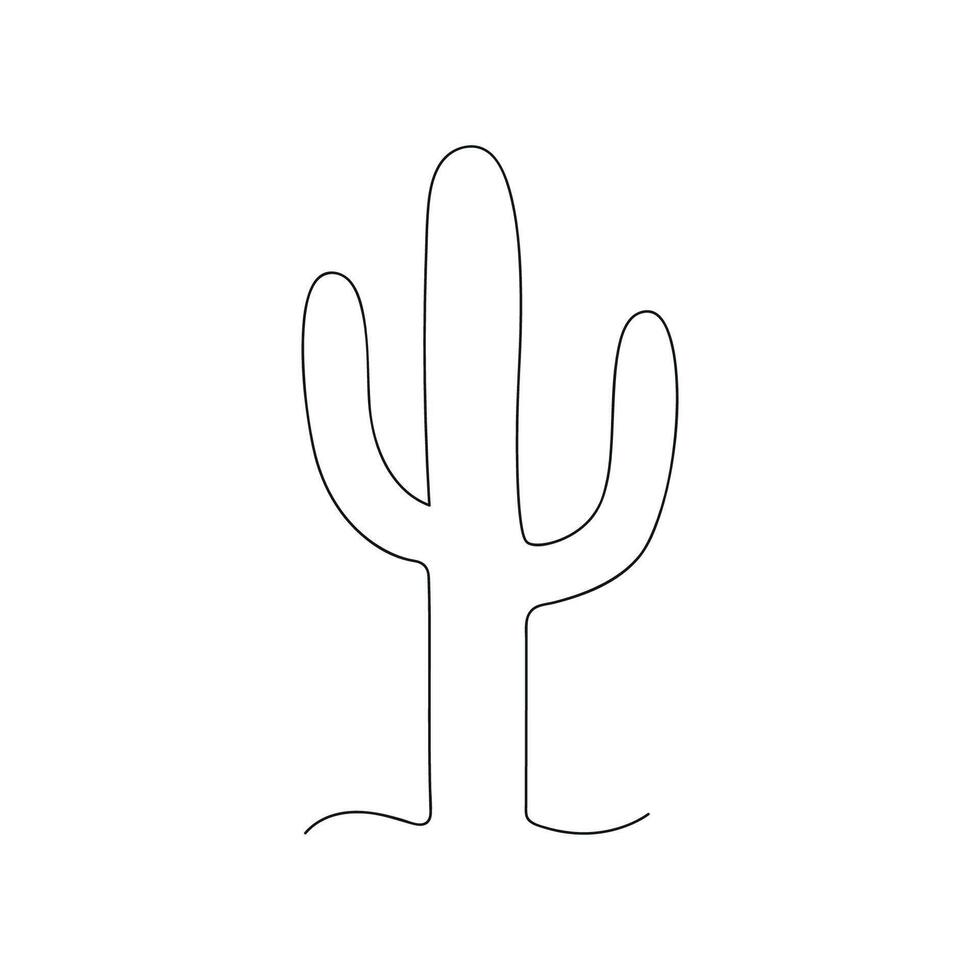 Cactus drawn in one continuous line. One line drawing, minimalism. Vector illustration.