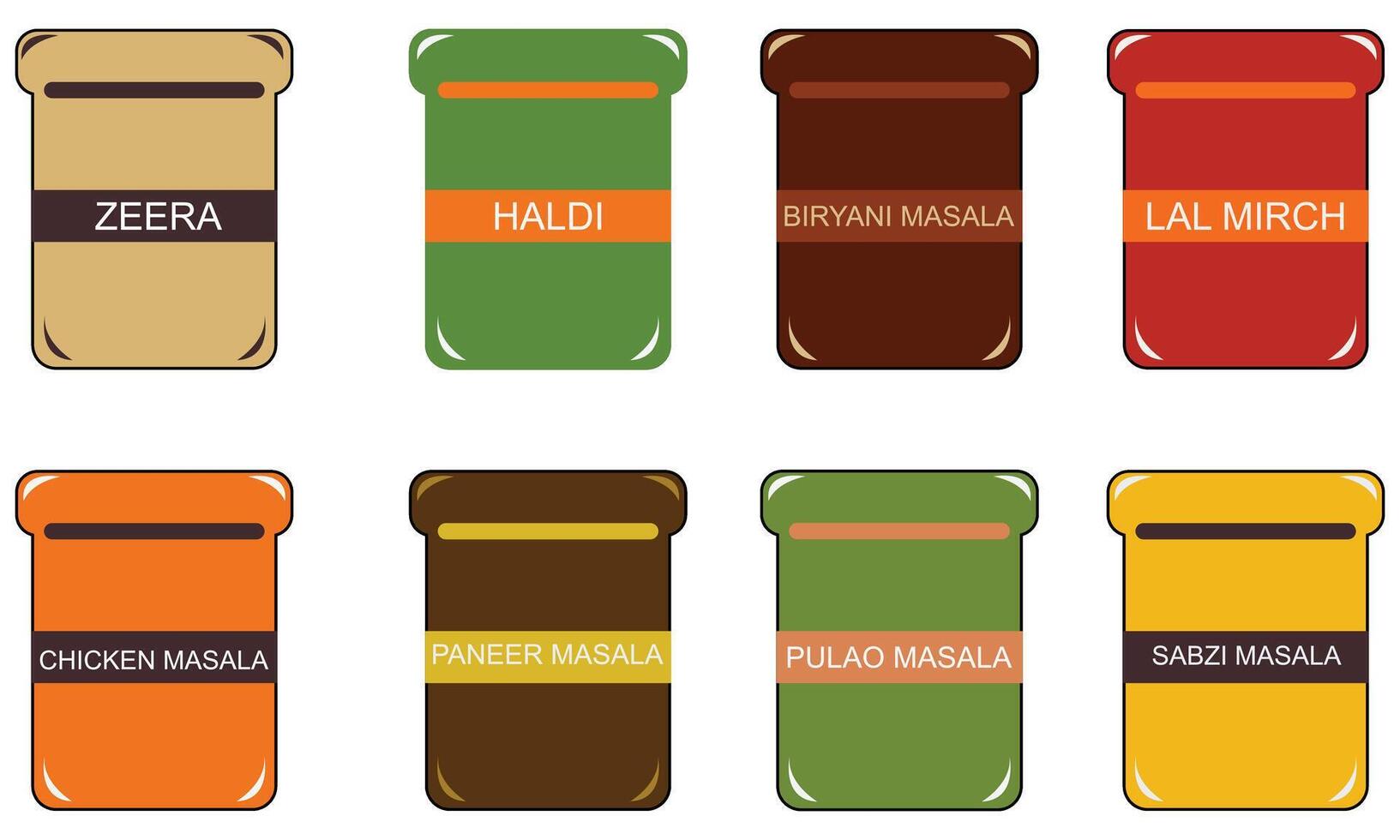 Indian masala jars vector design