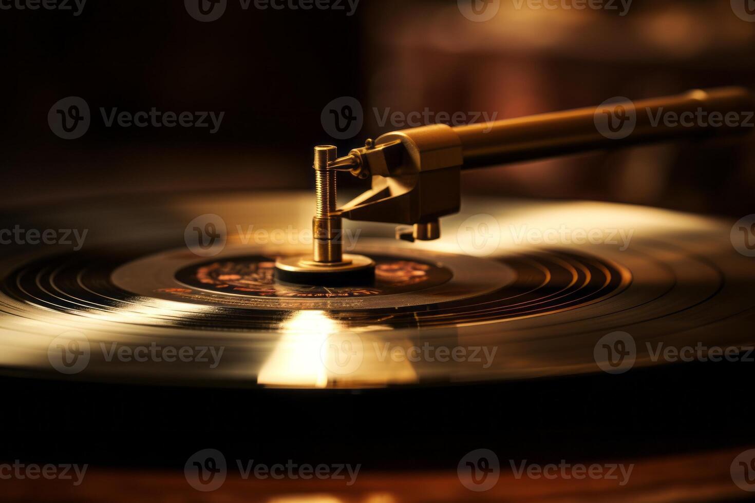 AI generated A vintage gramophone needle on a record. Generative AI photo