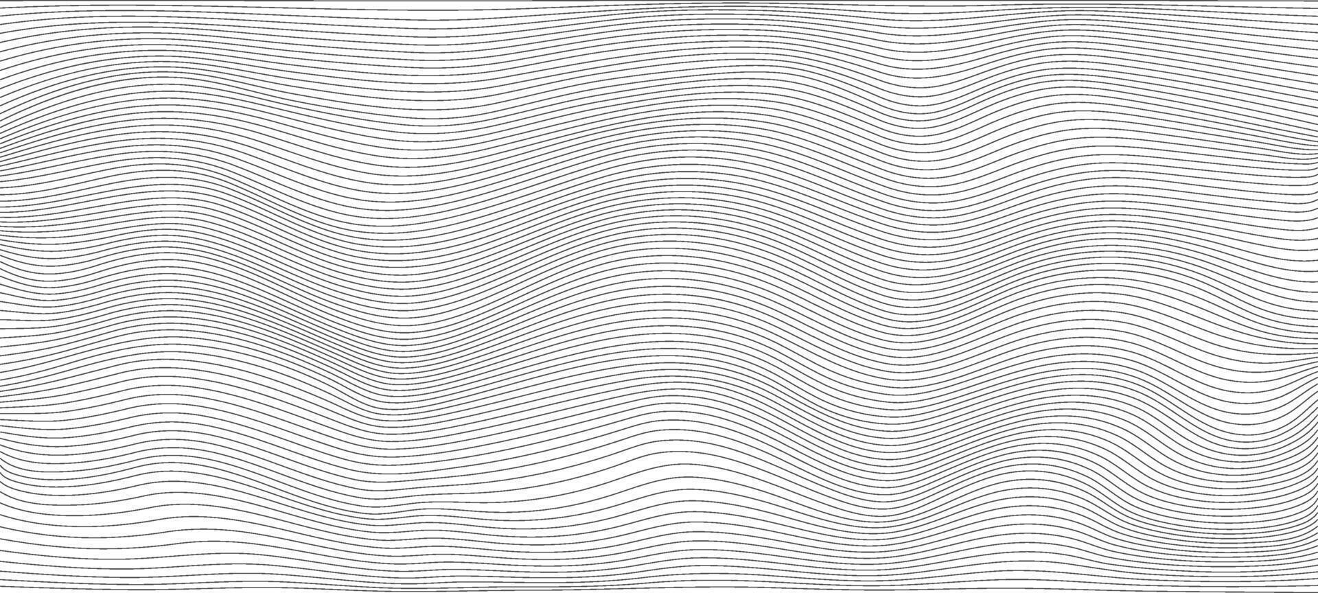 Abstract background of bending wavy lines. Deformed horizontal gray stripes. Vector texture of simple lines for design