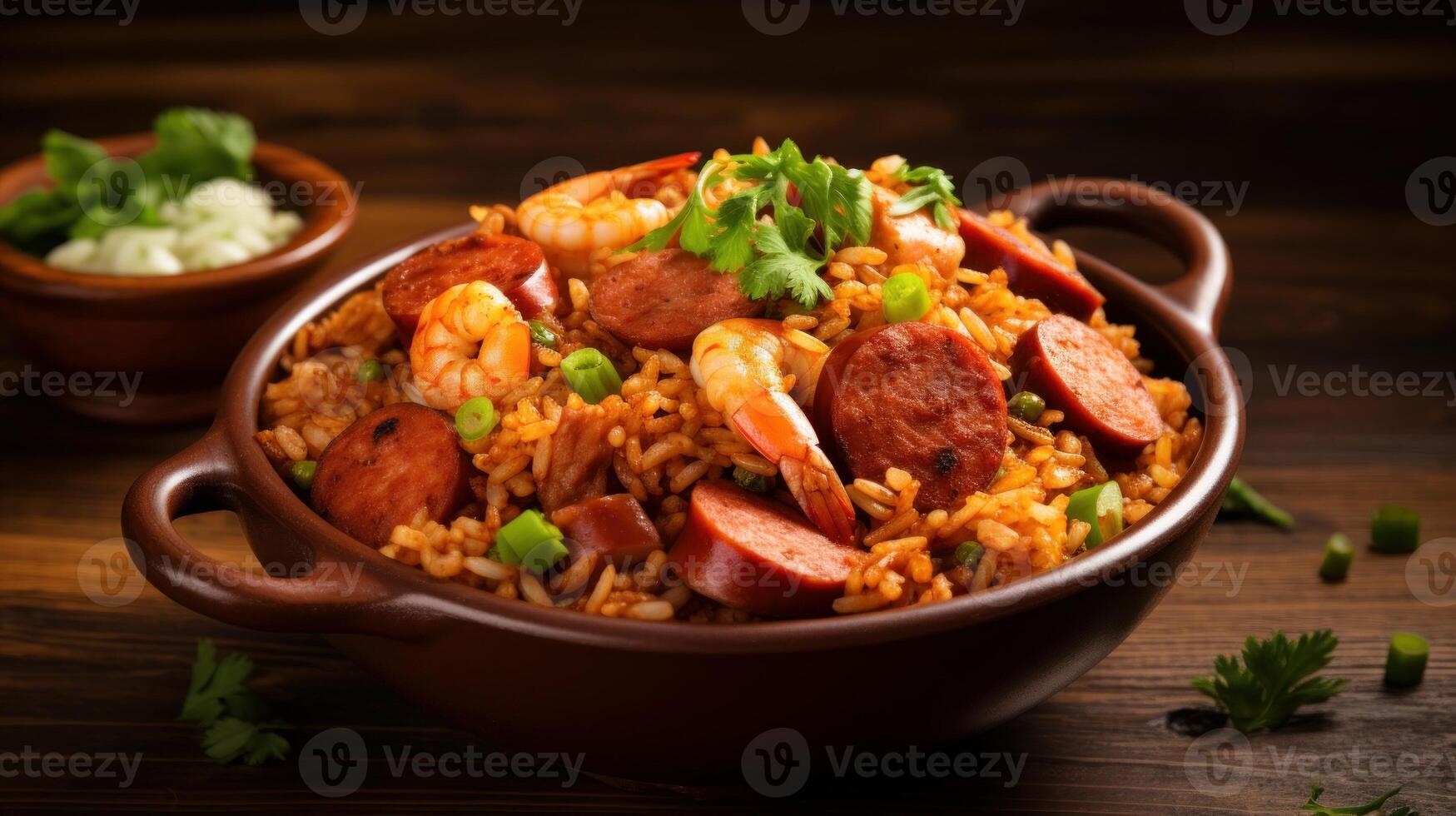 AI generated Greasy and flavorful jambalaya. Generative AI photo