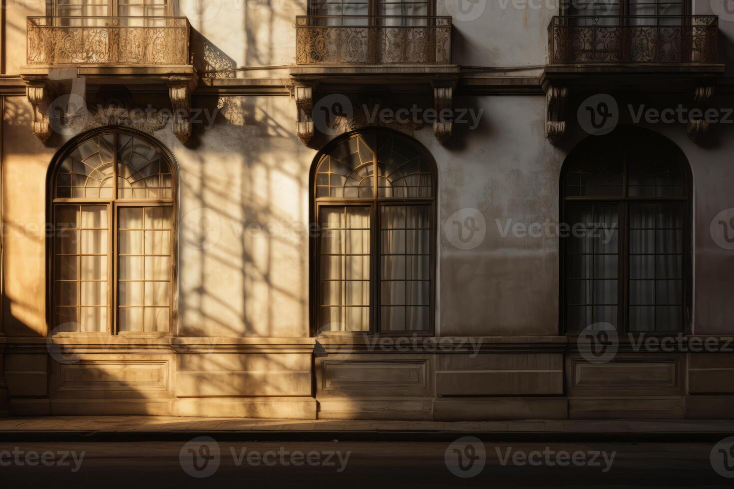AI generated Interplay of light and shadow on a historic building's facade. Generative AI photo