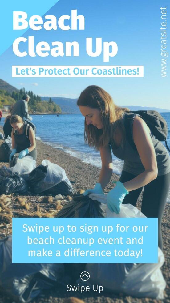 Beach Clean Up Volunteer Instagram Story template