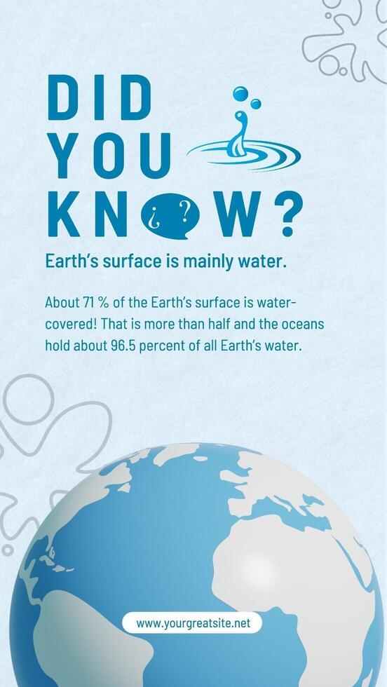 Blue Minimalist 3D Fun Fact About Earth Instagram Story template