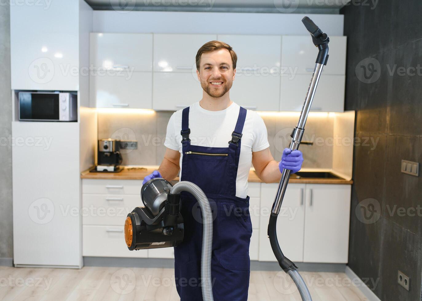Dry cleaner's employee in flat photo