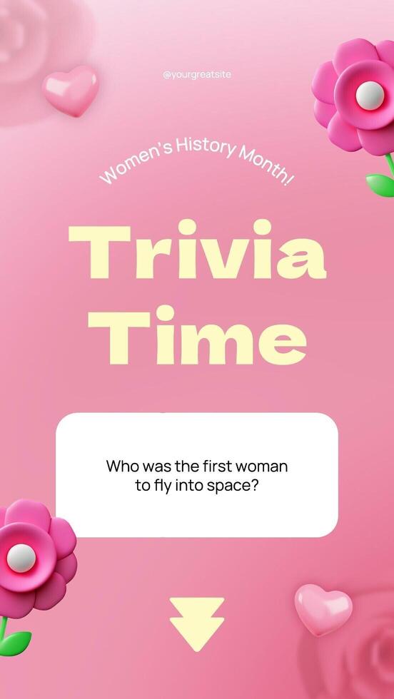 pink 3d woman history month trivia instagram story template
