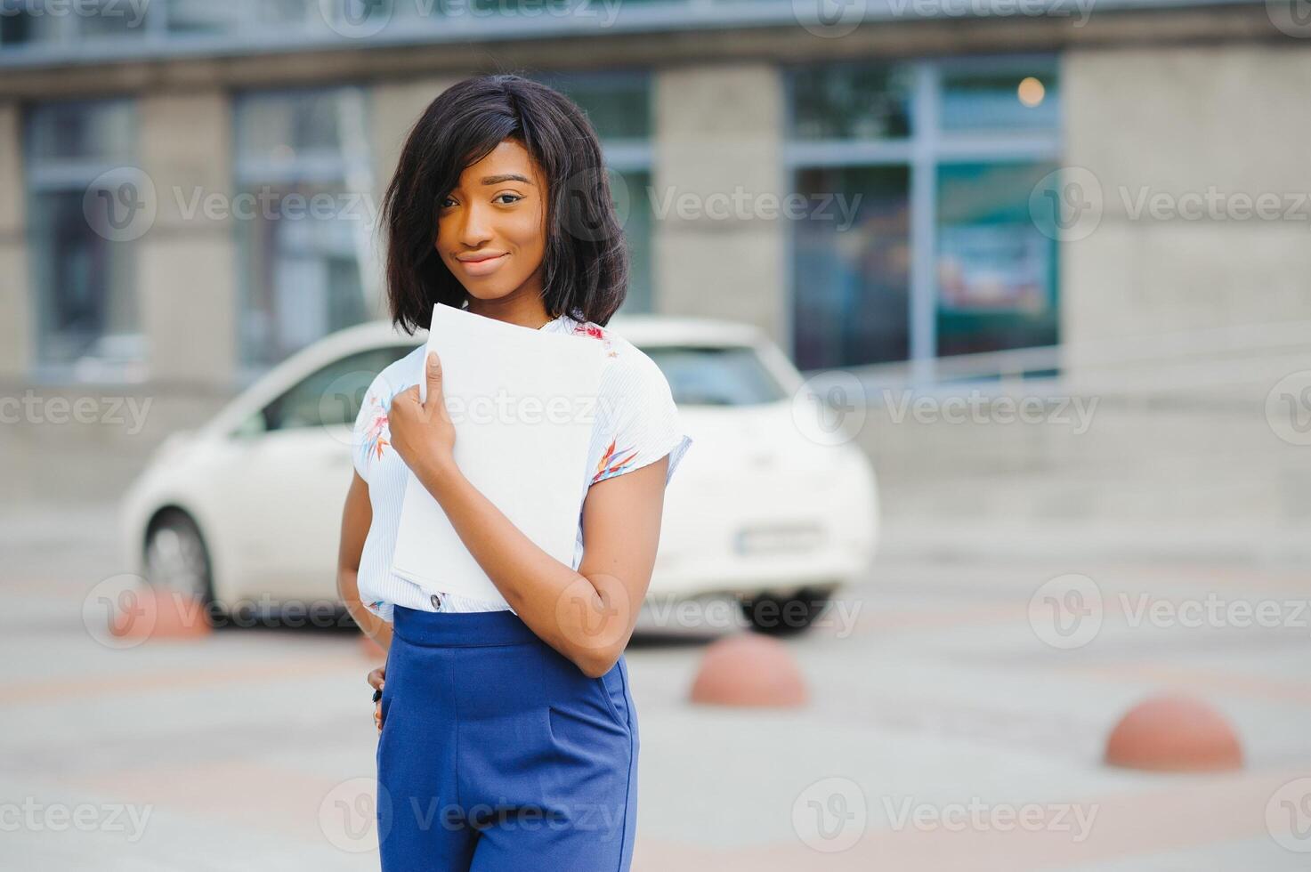 A shot of a beautiful black businesswoman outdoor photo