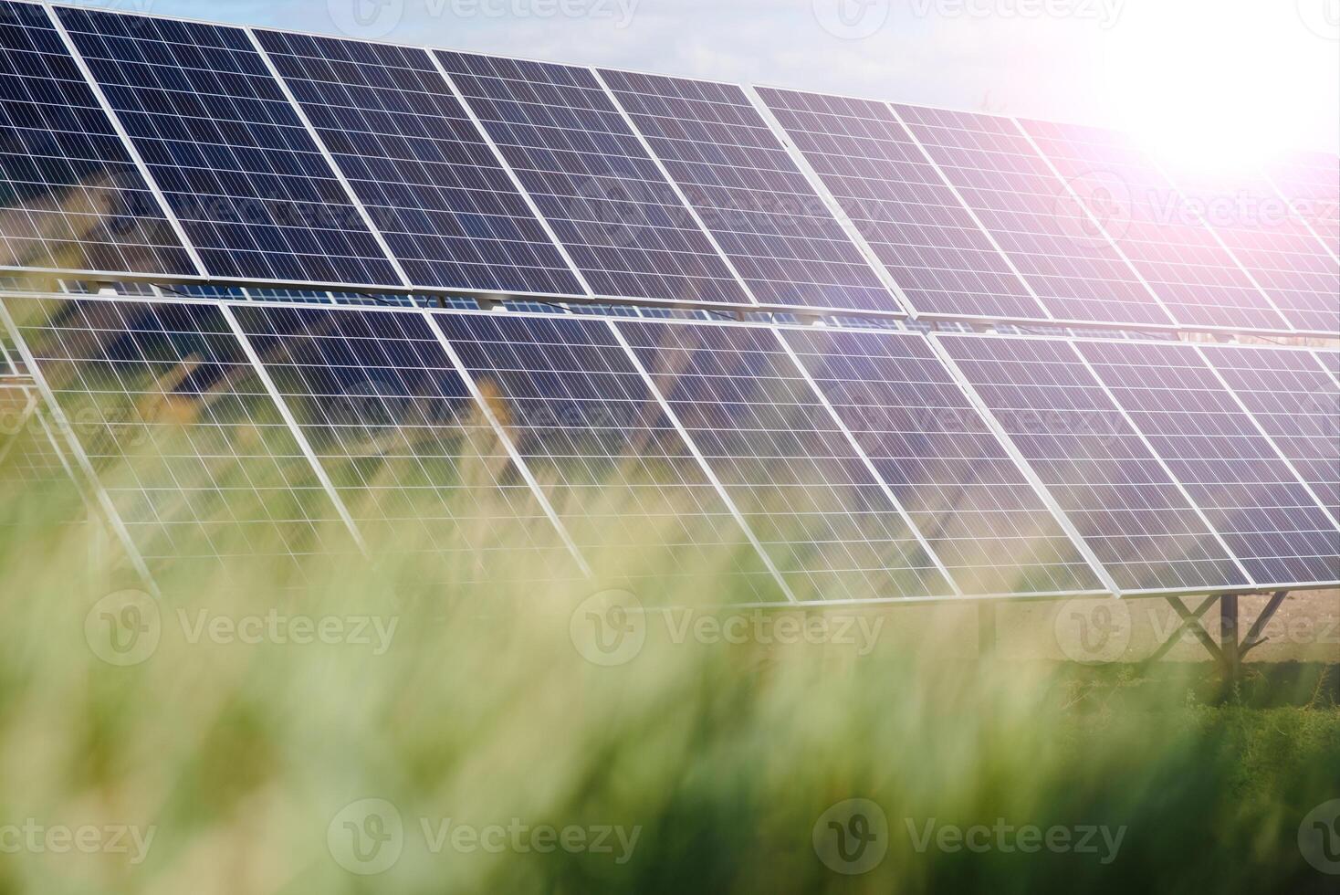 Solar panel against blue sky photo