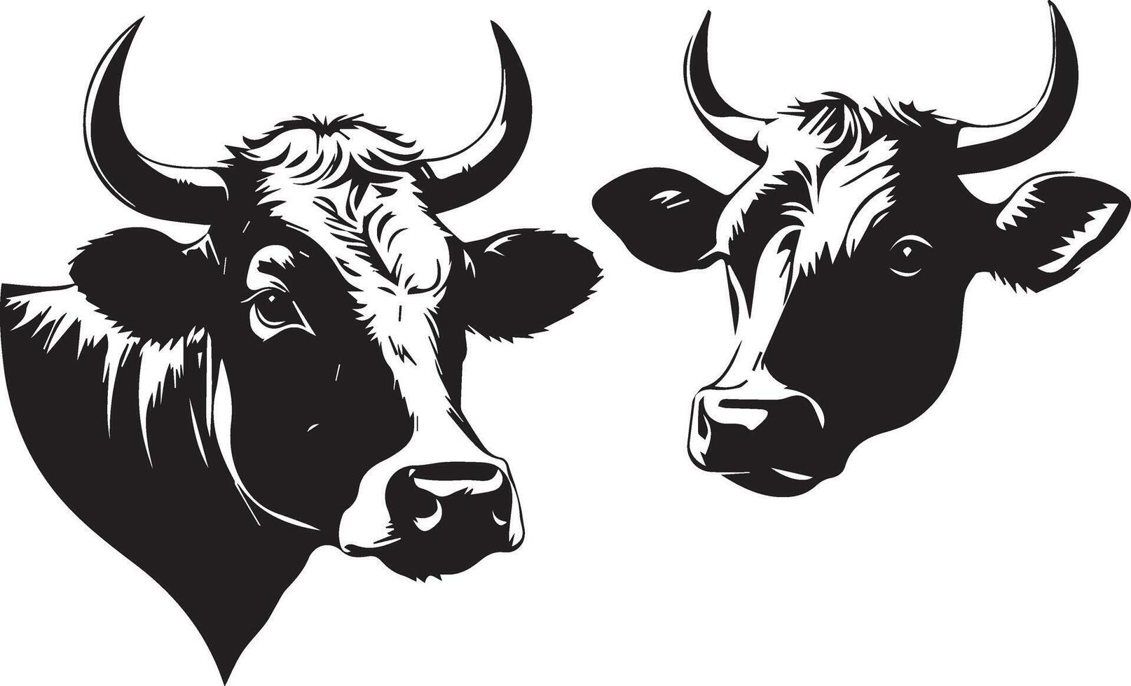 conjunto de un vaca cabeza silueta vector