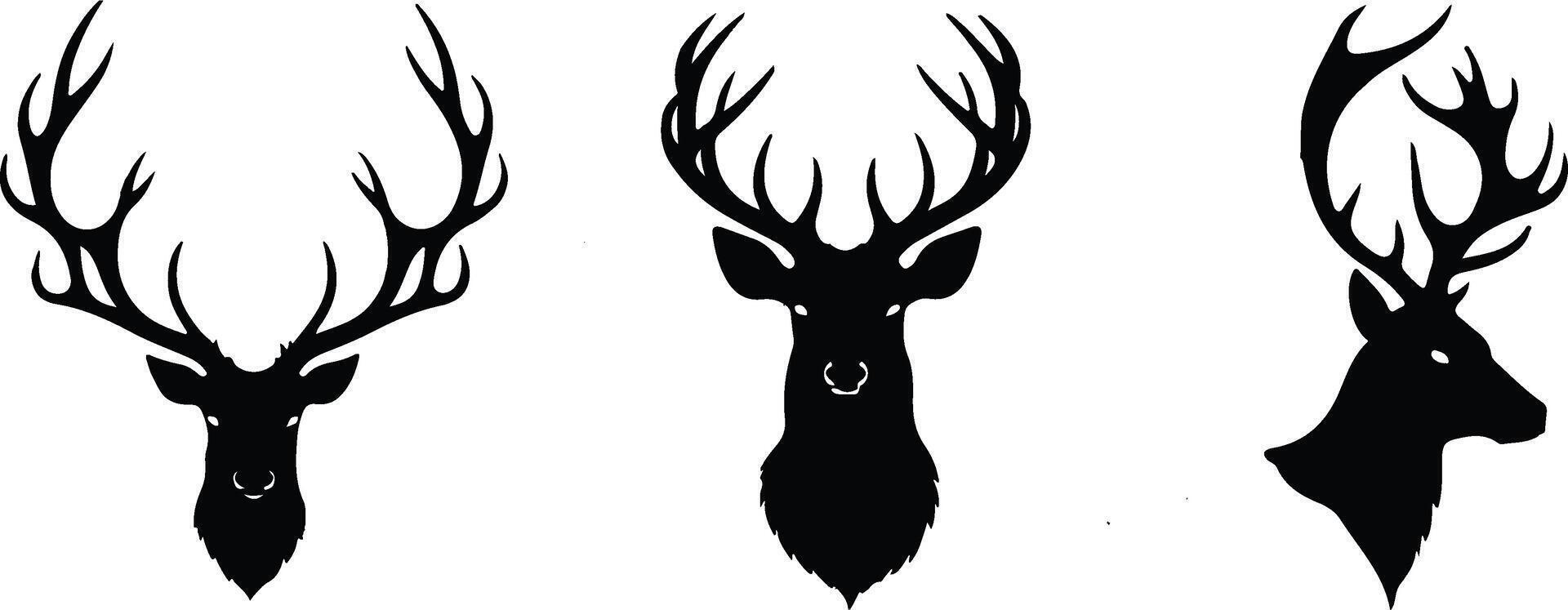 Set of a deer head silhouette vector