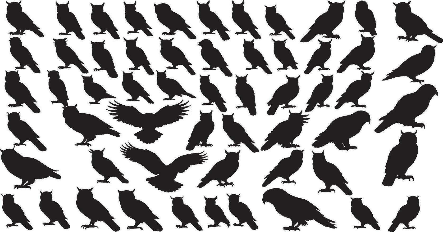 Set of a owl silhouette vector