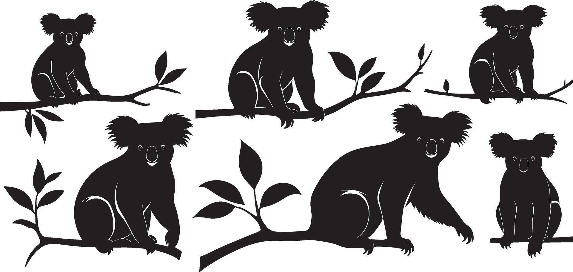 set of a koala silhouette vector illustration