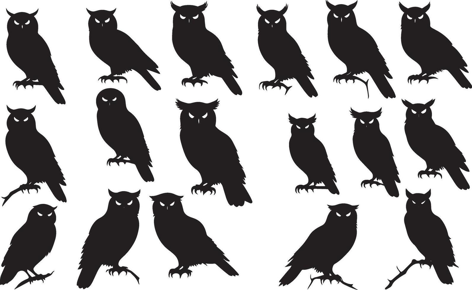 Set of a owl silhouette vector