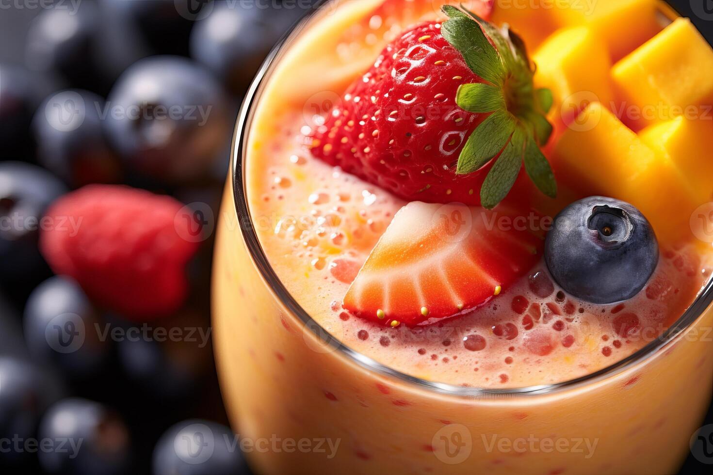 AI generated A close-up of a refreshing afternoon fruit smoothie. Generative AI photo