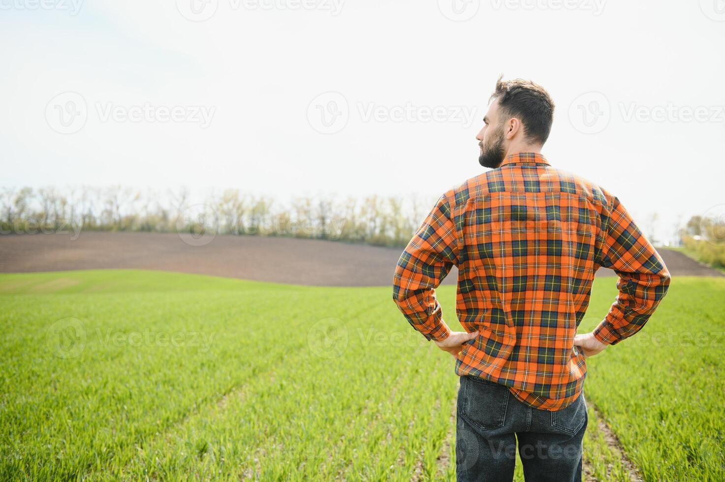 Portrait of farmer standing in field. photo