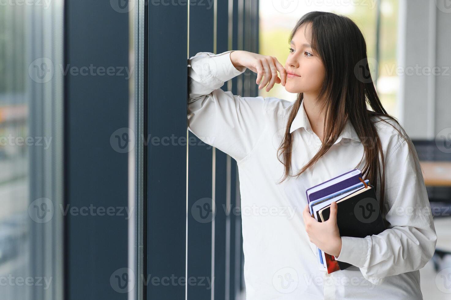 Portrait of female college student photo