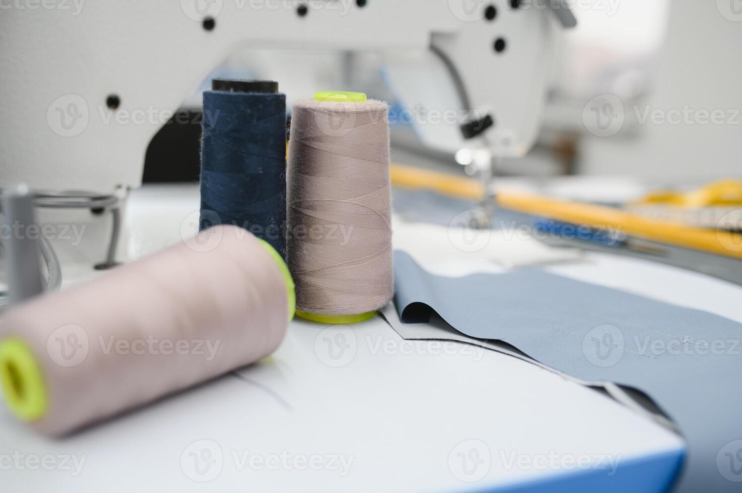 sewing machine, needle, scissors and sewing tools photo