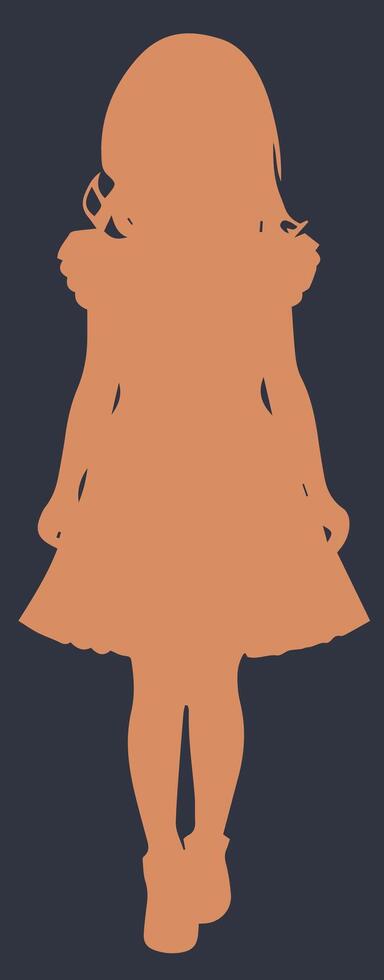 the silhouette of a little girl in a dress vector illustration