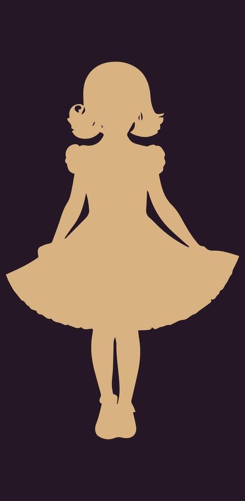 the silhouette of a little girl in a dress vector illustration