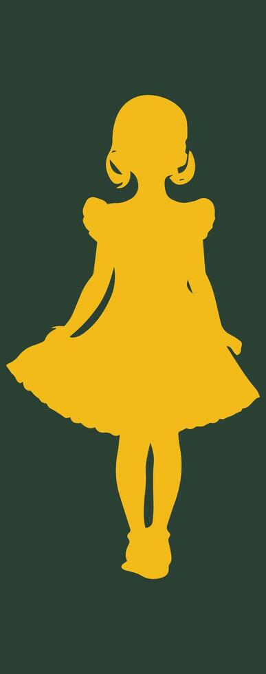 the silhouette of a little girl in a dress vector illustration