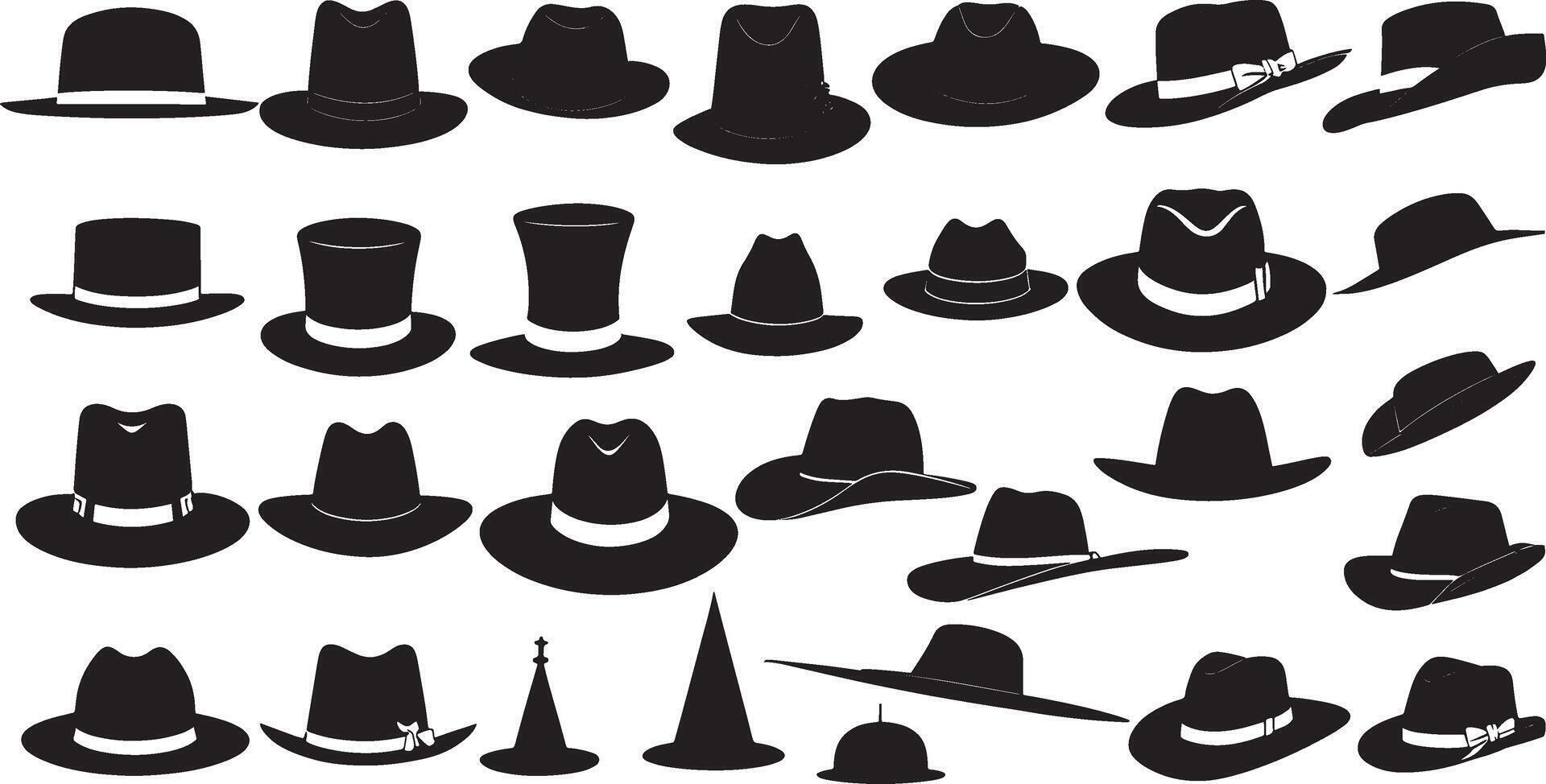 set of silhouettes hats vector illustration