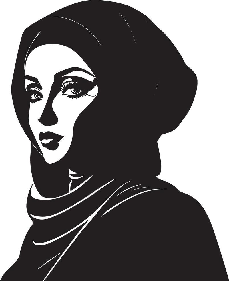 hermosa mujer musulmana en vector de silueta de moda hijab