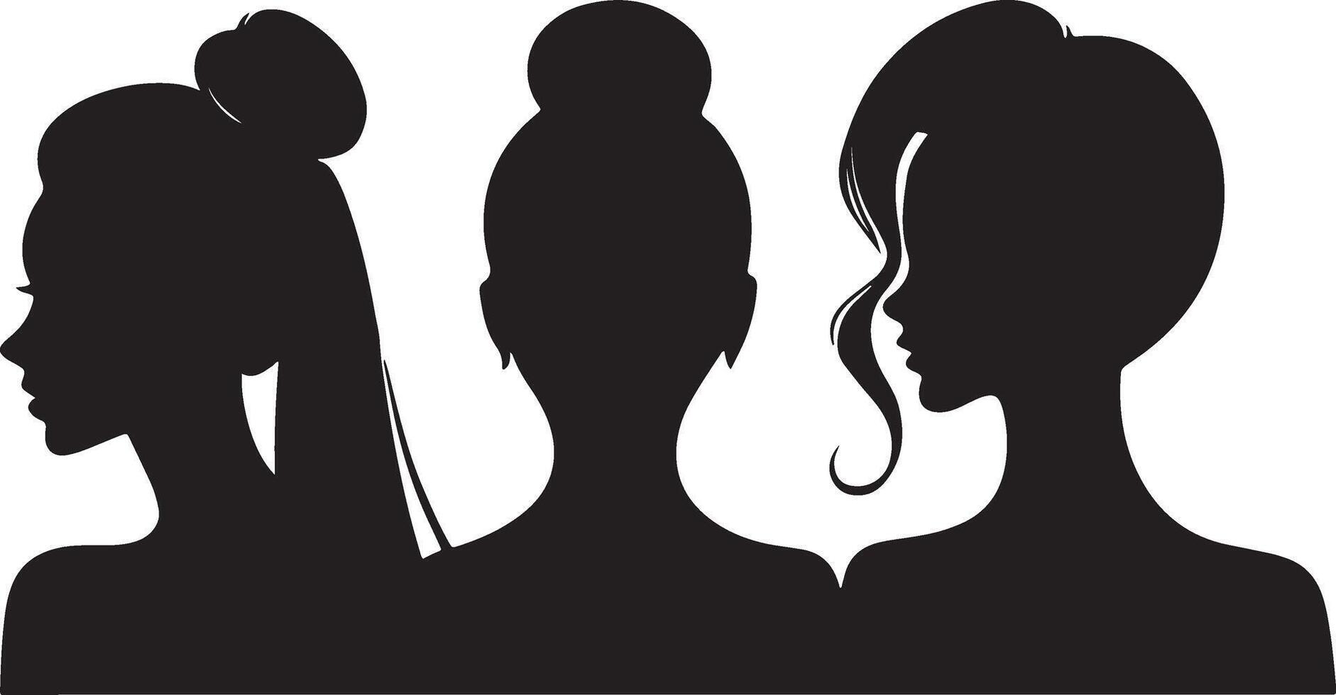 Black vector beautiful woman profile silhouette - fashion or beauty illustration