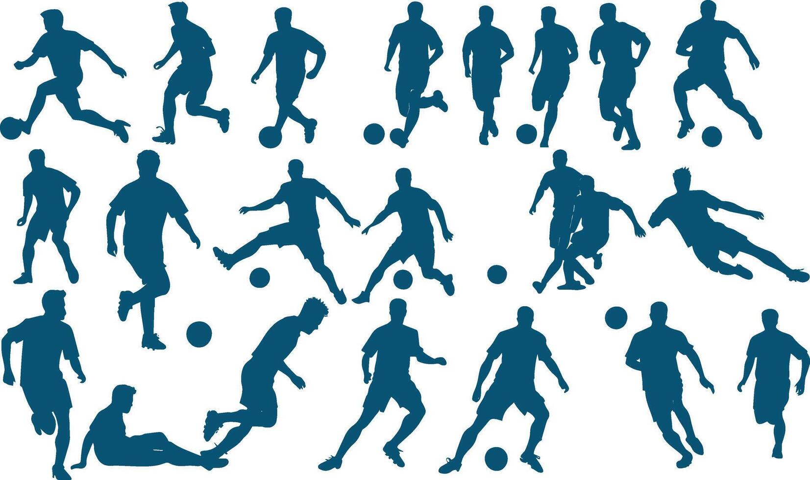 A set of Soccer players Silhouettes vector