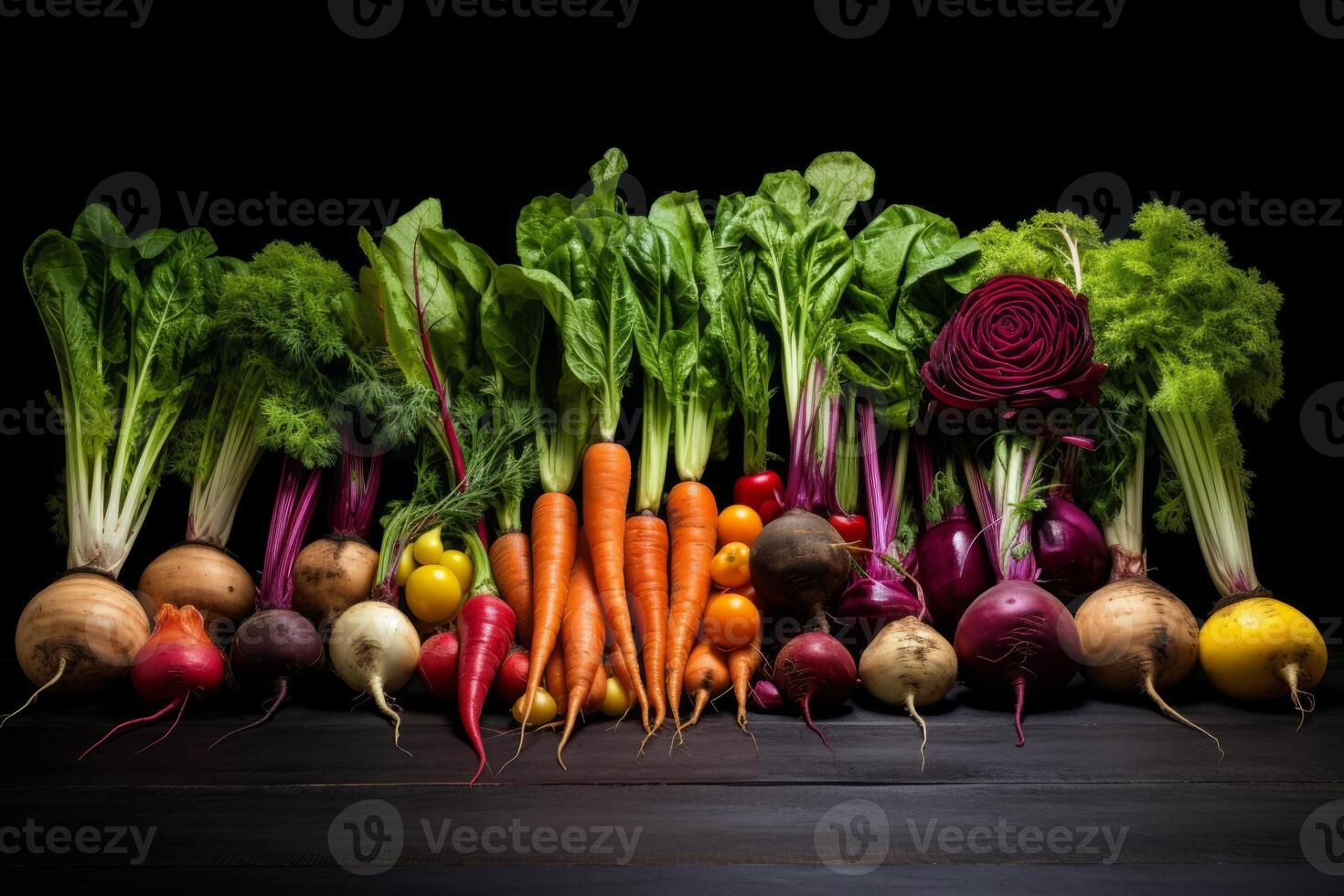 AI generated A colorful assortment of root vegetables. Generative AI photo