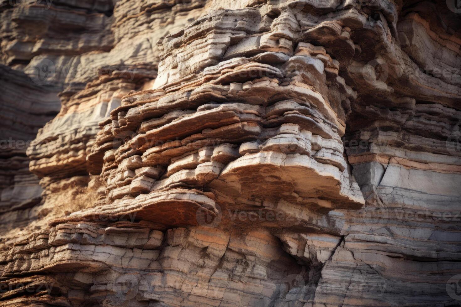 AI generated A close up of a weathered and resilient rock formation, shaped by the passage of time. Generative AI photo