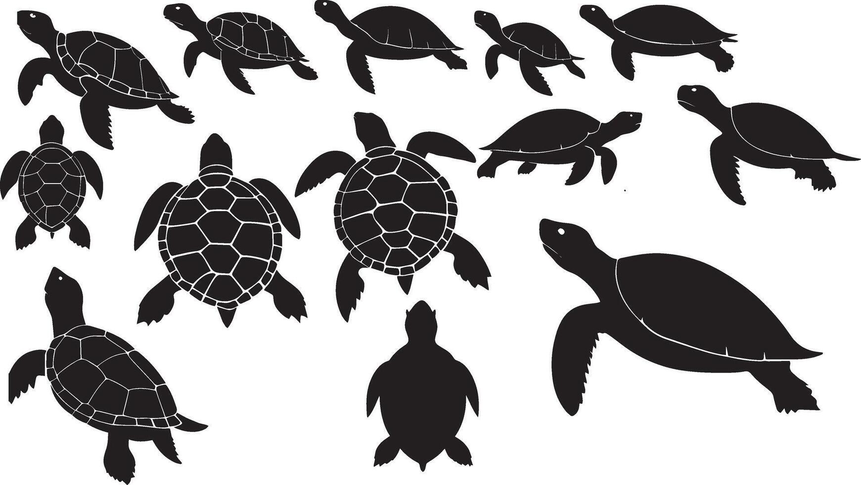 conjunto de un Tortuga silueta vector