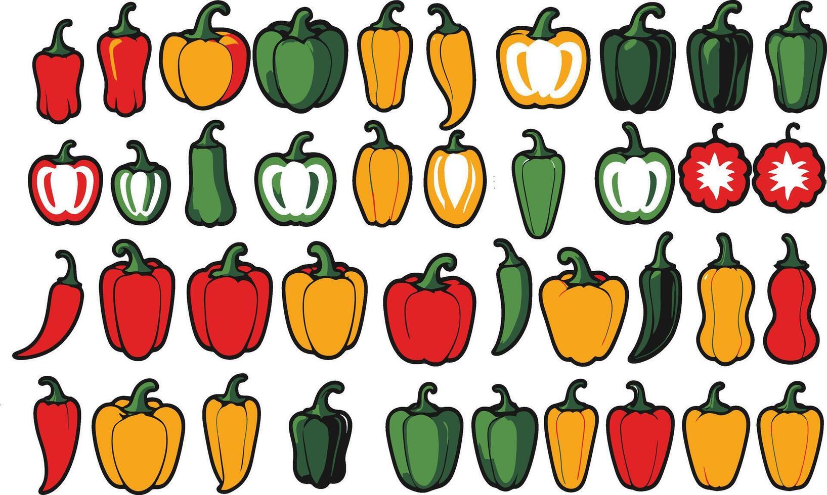 set of a pepper icon vector