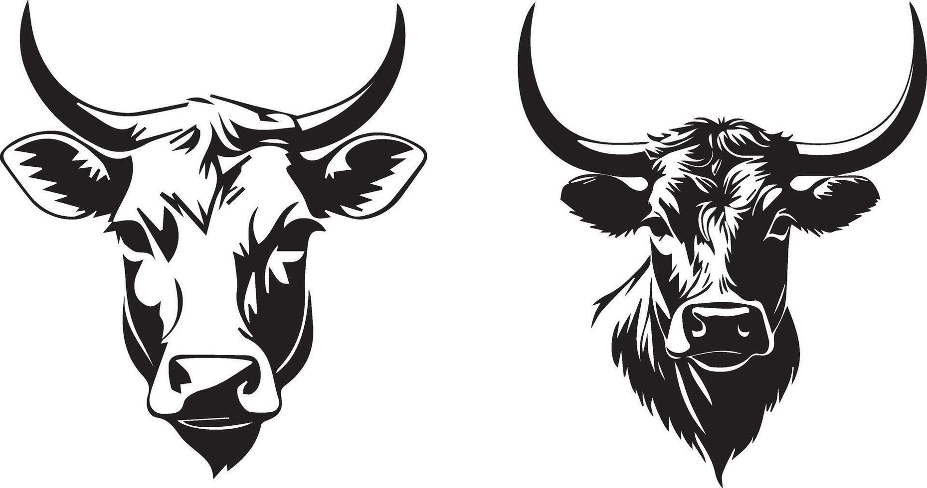 conjunto de un vaca cabeza silueta vector