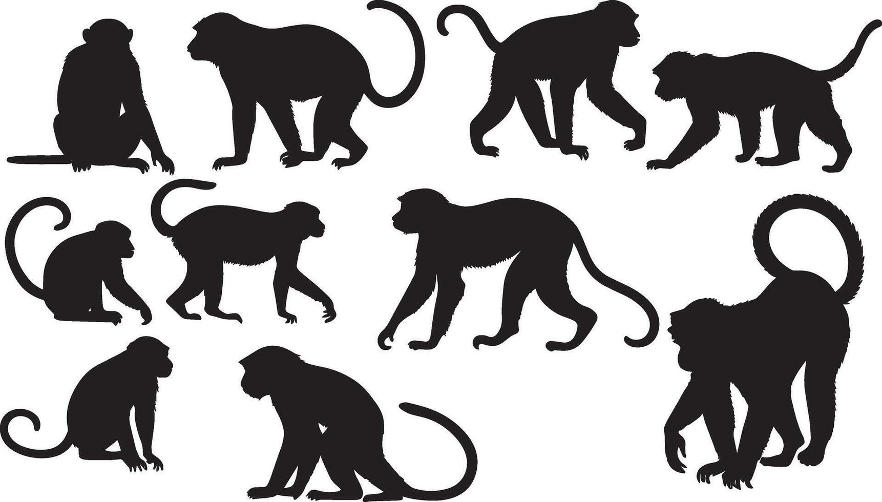 set of a monkey silhouette vector illustration