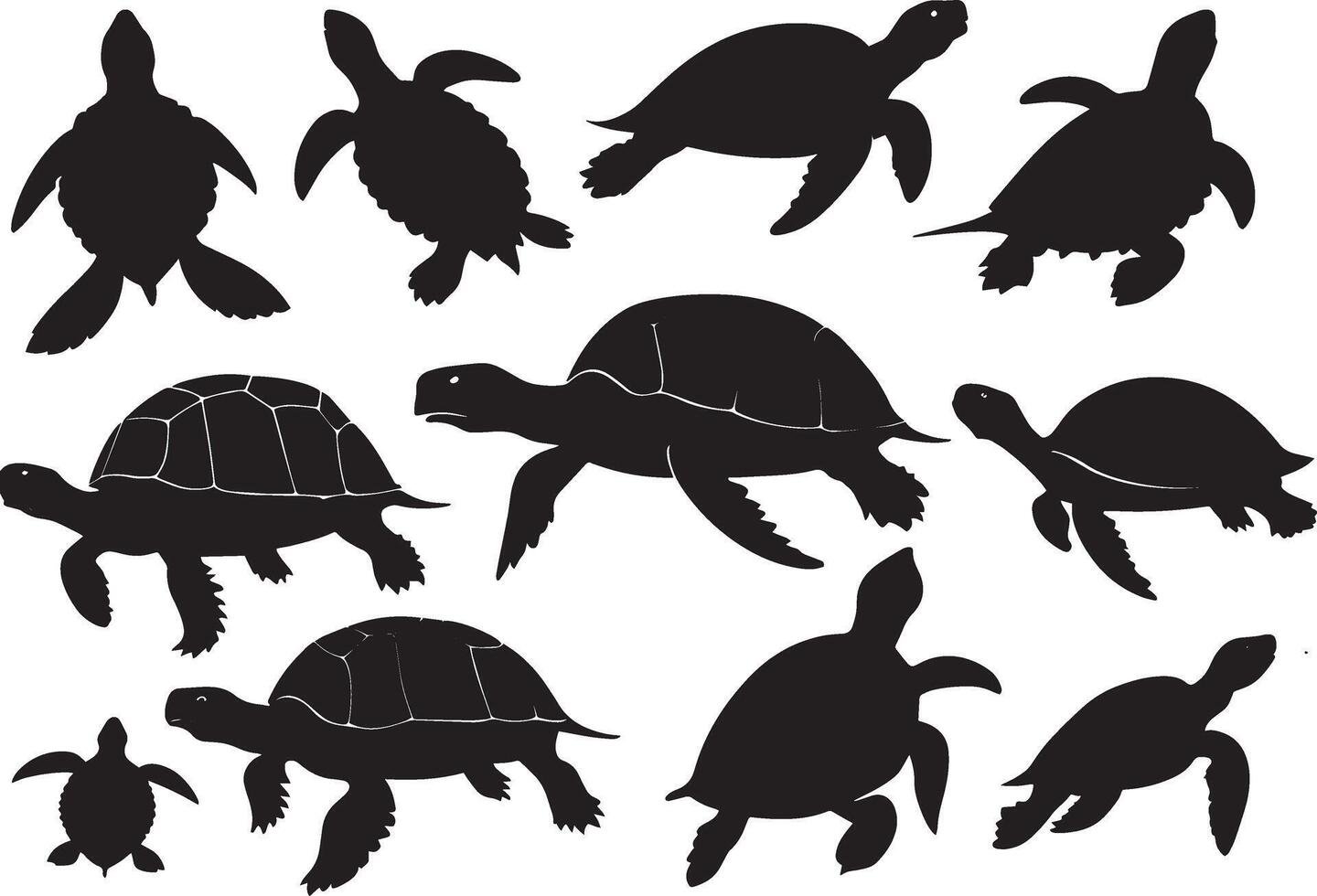 conjunto de un Tortuga silueta vector