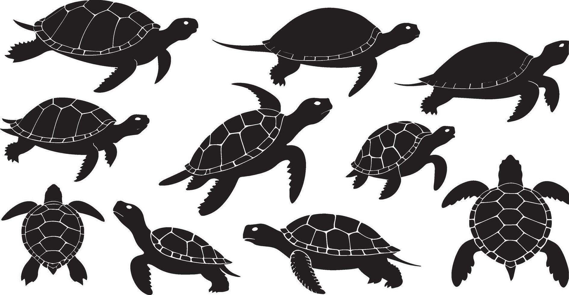 Set of a turtle silhouette vector