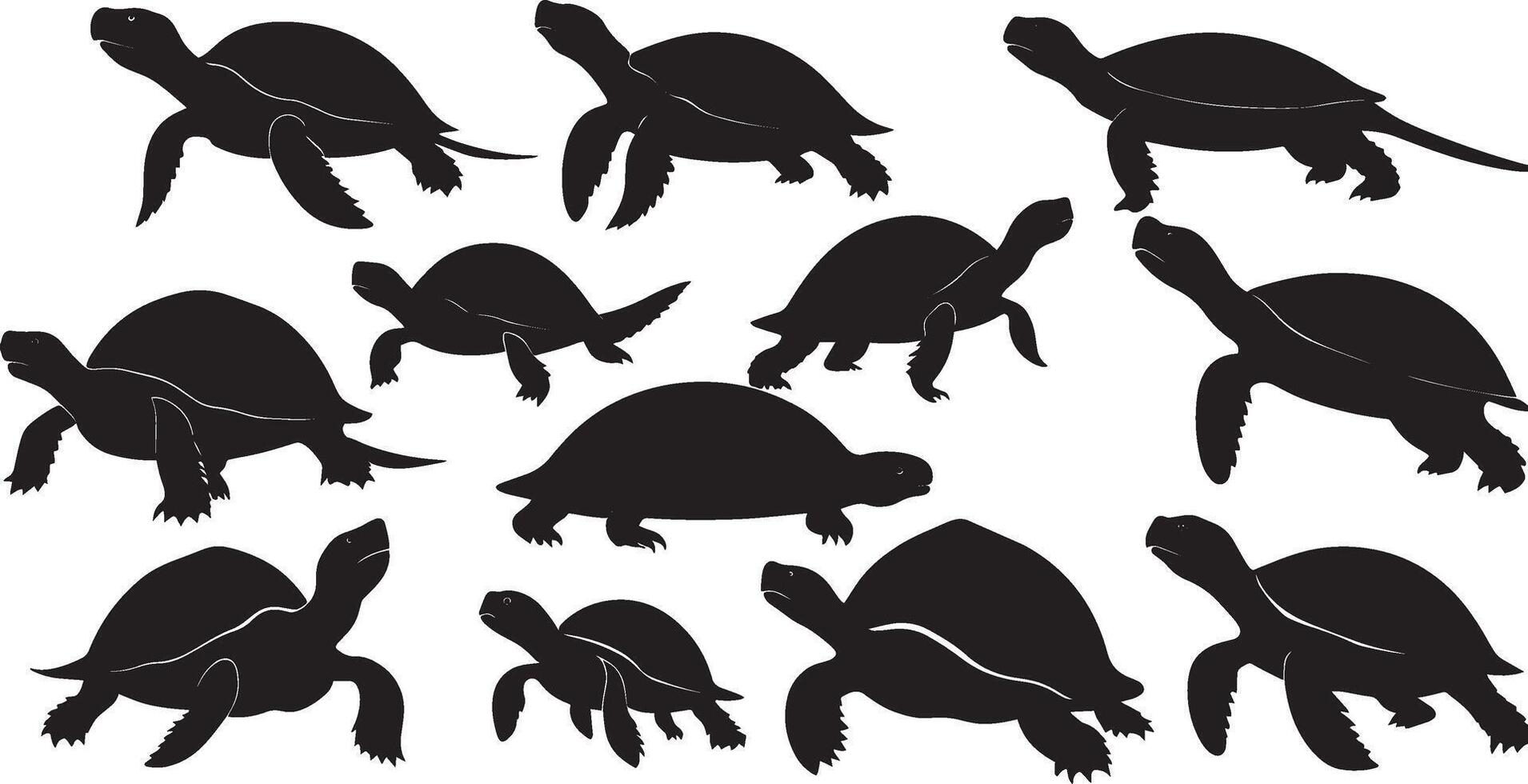 Set of a turtle silhouette vector