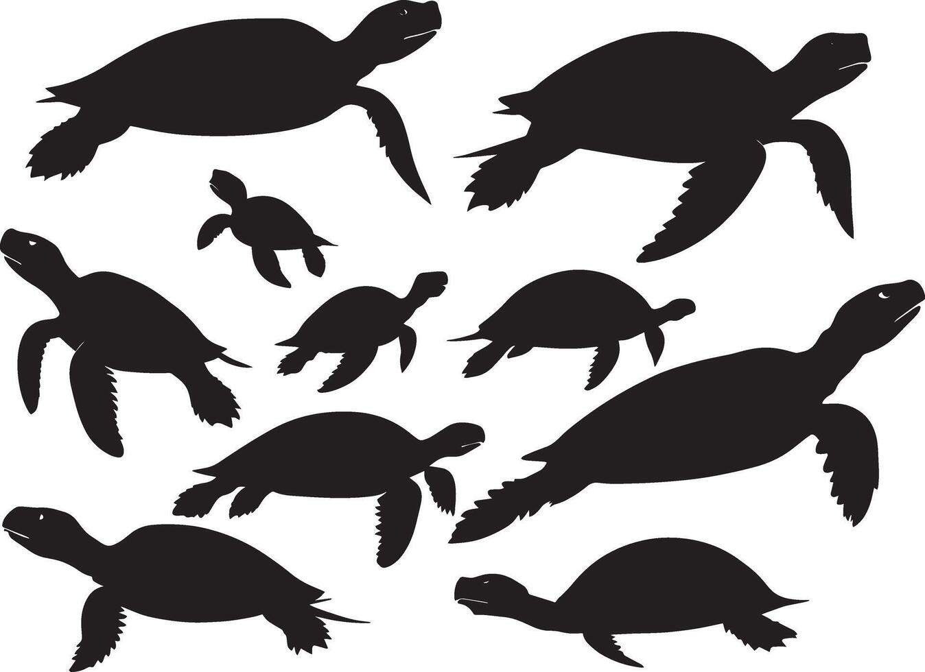 conjunto de un Tortuga silueta vector