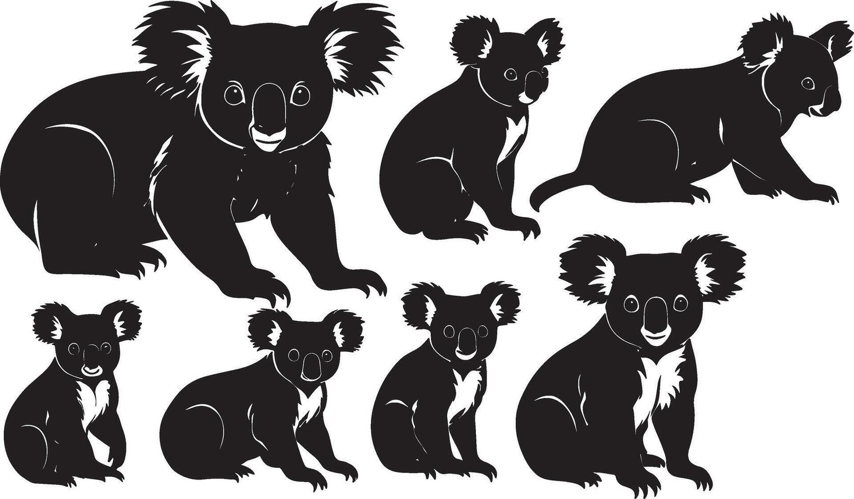 set of a koala silhouette vector illustration