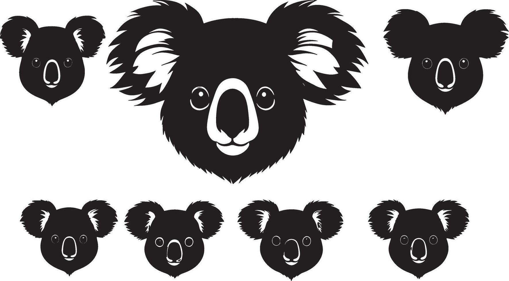 set of a koala head silhouette vector illustration