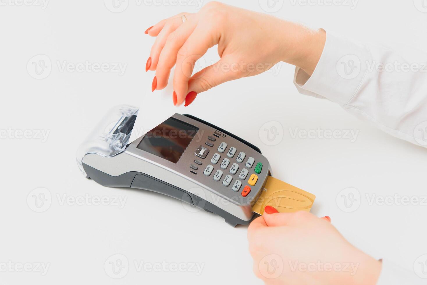 paying through smartphone using NFC technology. payment by phone through the terminal photo