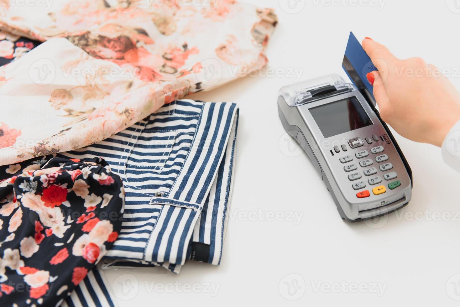 paying through smartphone using NFC technology. payment by phone through the terminal photo