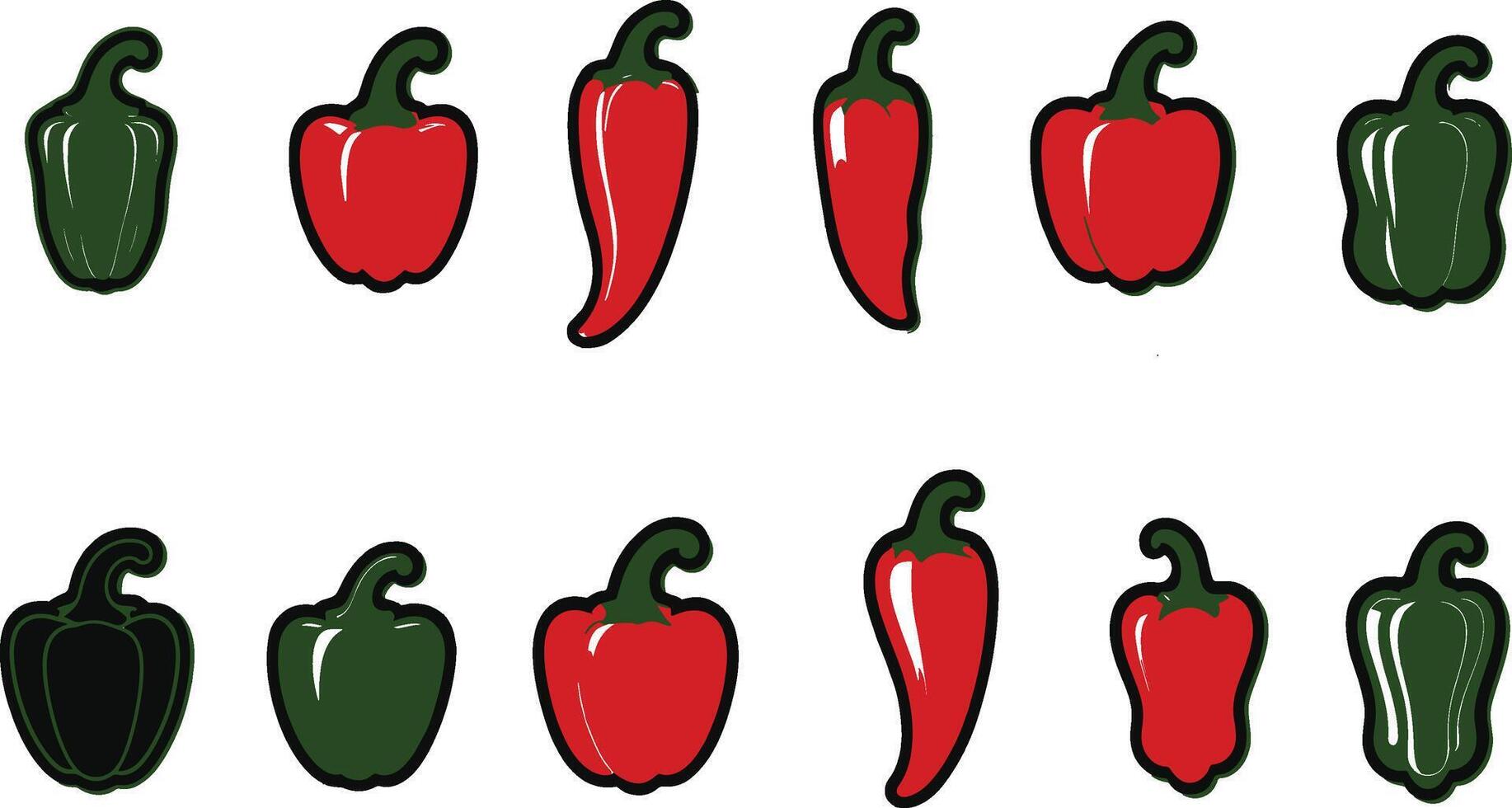 set of a pepper icon vector