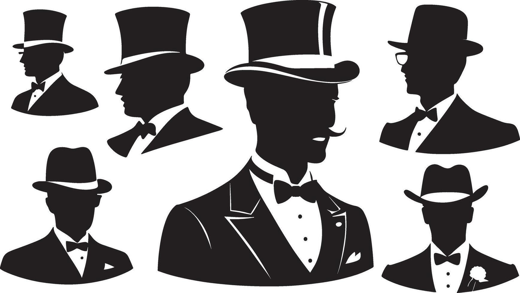 set of silhouette of a gentleman vector