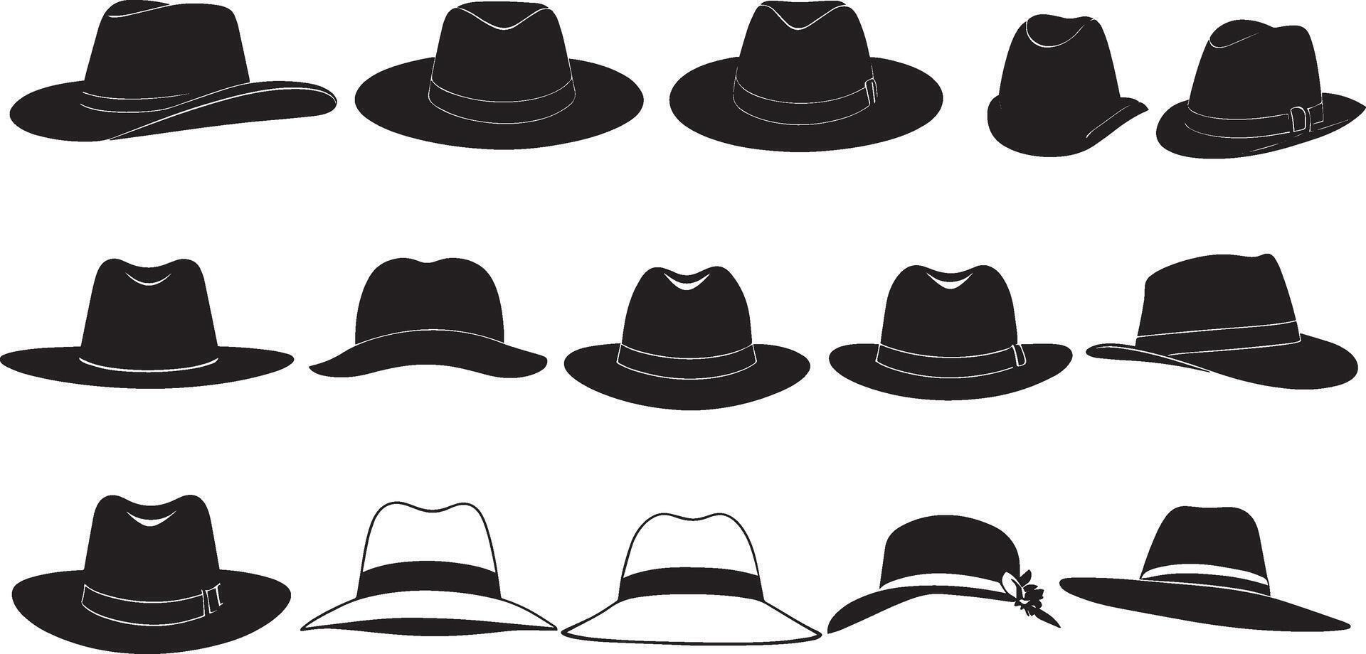 set of silhouettes hats vector illustration