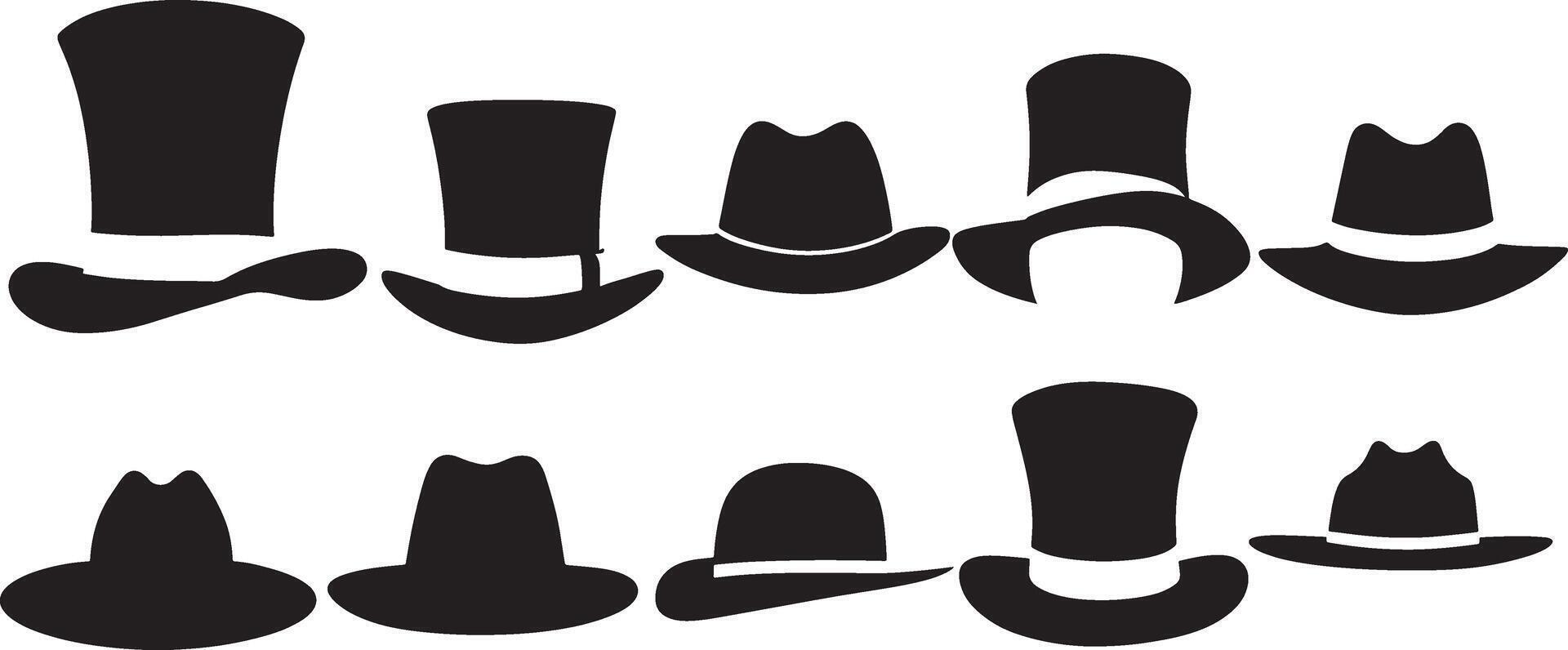 set of silhouettes hats vector illustration