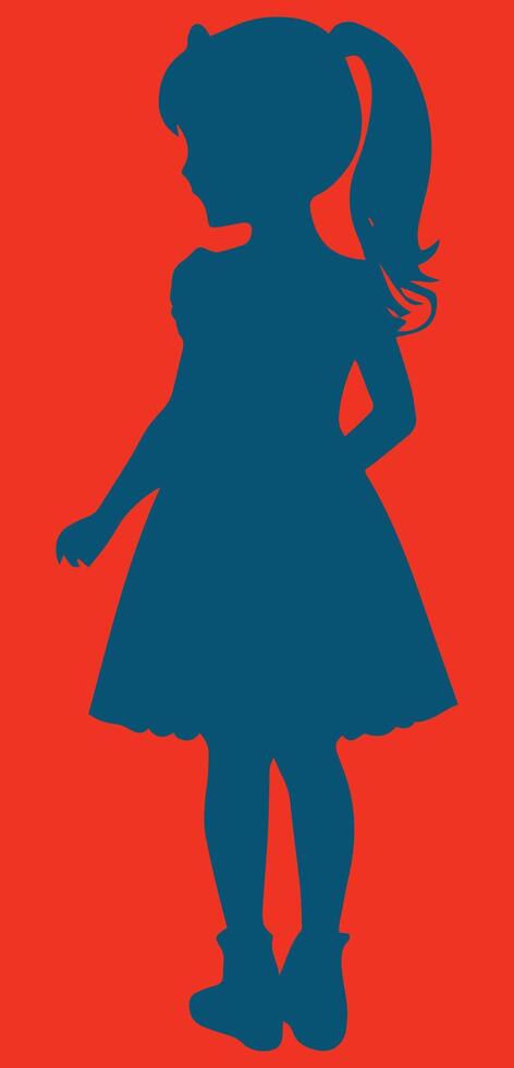 the silhouette of a little girl in a dress vector illustration